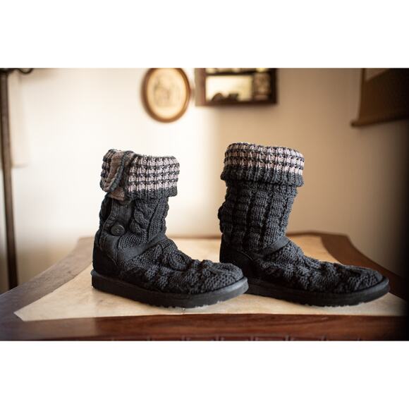 NEW Ugg Leland Knit Boots Booties 6 Gray Sweater Slip on Fold Over - Picture 2 of 6